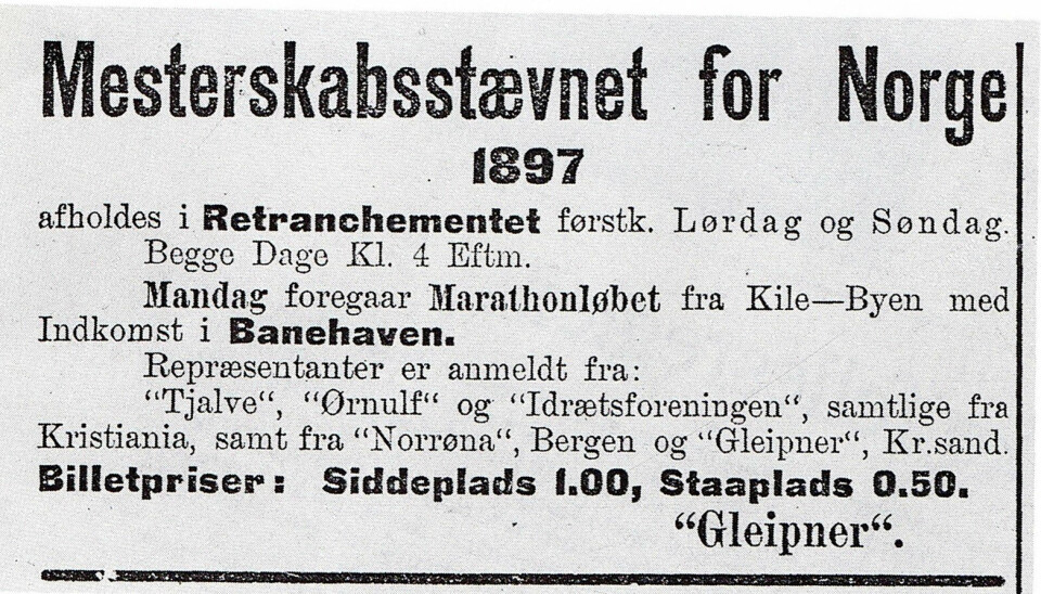 Kondis setter løpingens historie under lupen gjennom NFIFs 125 år NM-1897-annonse_med_maratonX.jpg
