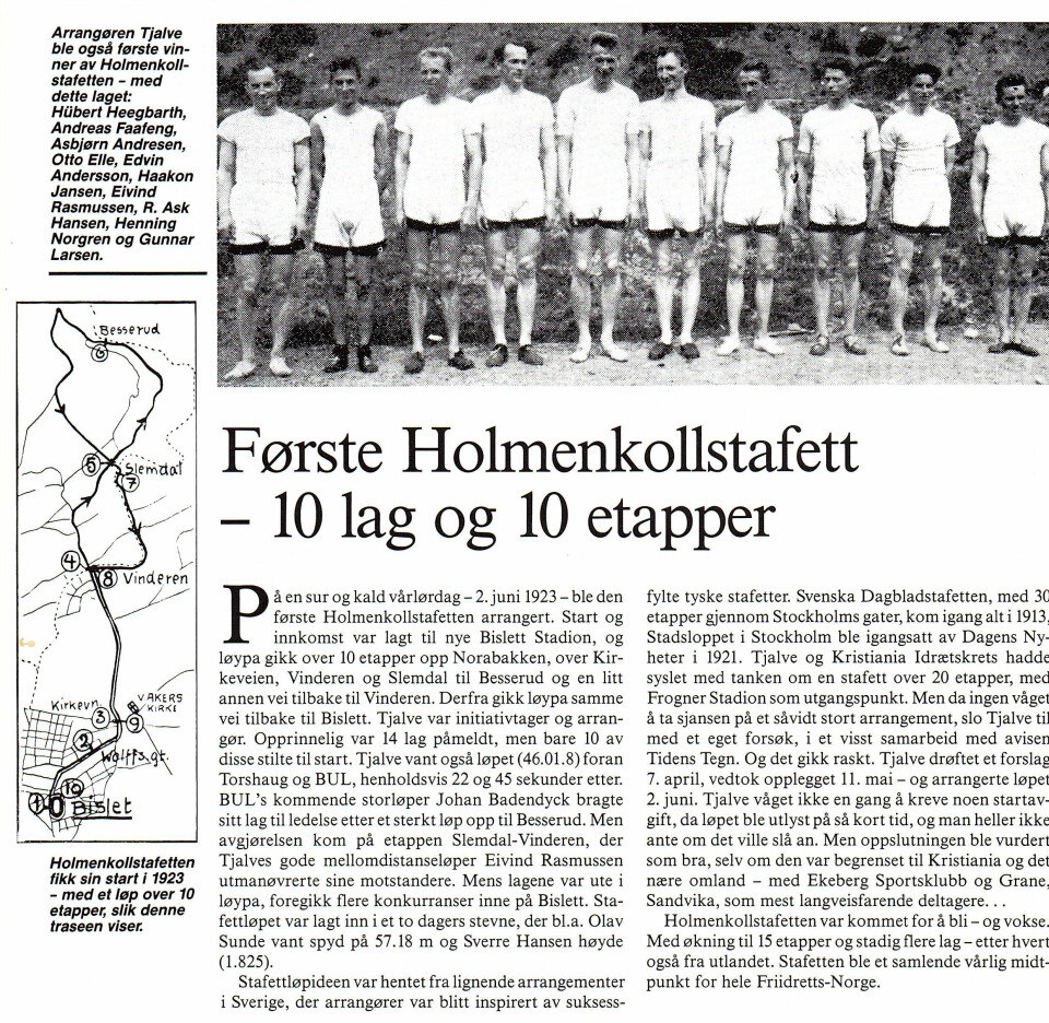 Kondis setter løpingens historie under lupen gjennom NFIFs 125 år Holmenkollstafetten_1923X.jpg