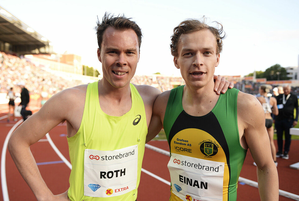 Thomas Roth og Markus Einan kunne gratulere hverandre med gode 800 m-løp. (Foto: Bjørn Johannessen) Thomas Roth og Markus Einan kunne gratulere hverandre med gode 800 m-løp. (Foto: Bjørn Johannessen)