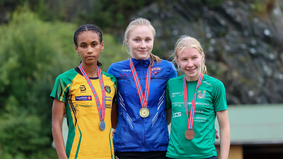 Seierspallen på 1500 m i KU20 i junior-NM på Fana stadion lørdag (fra v.): Venus Abraham Teffera, Vilde-Sofie Torvund og Kaja Holte Fjeldstad. (Foto: Arne Dag Myking) Seierspallen på 1500 m i KU20 i junior-NM på Fana stadion lørdag (fra v.): Venus Abraham Teffera, Vilde-Sofie Torvund og Kaja Holte Fjeldstad. (Foto: Arne Dag Myking)