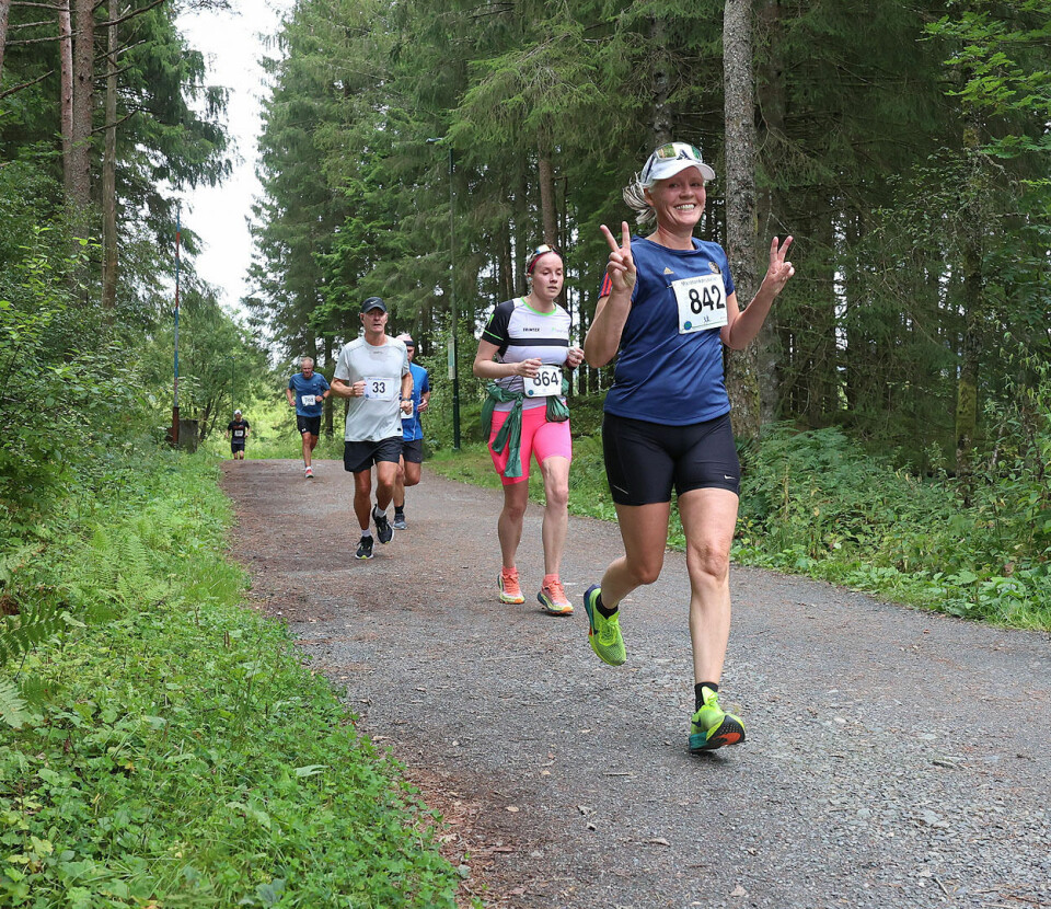 Det var masse løpere på grusveiene i Hordnesskogen denne gang, uten at det virket overfylt.