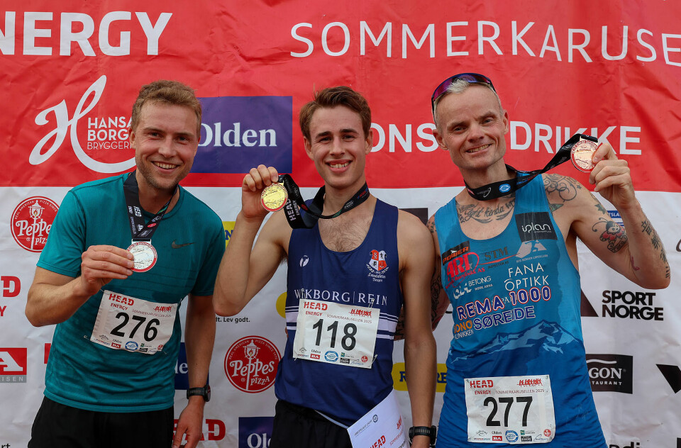 Andreas Fiskerstrand (midten) delte seierspallen med Lars Henriksen Doksæter og Bjørn Tore Kronen Taranger.