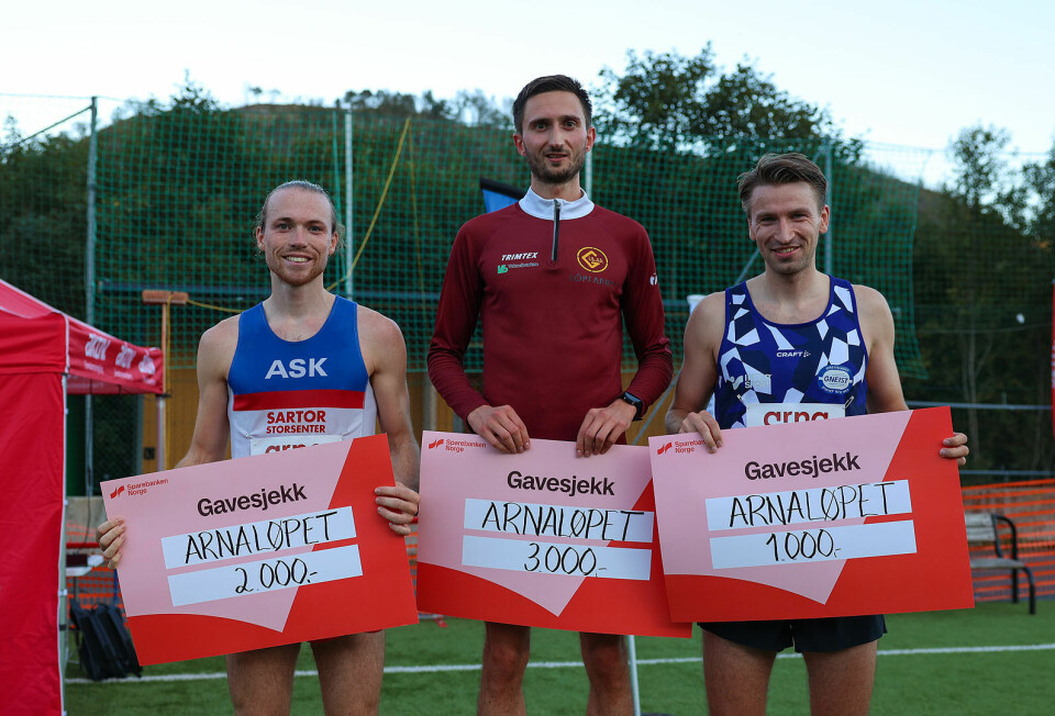 Premiepallen menn: Marius Garmann Sørli, Tore Akerlie og Sondre Johan Knutsen.