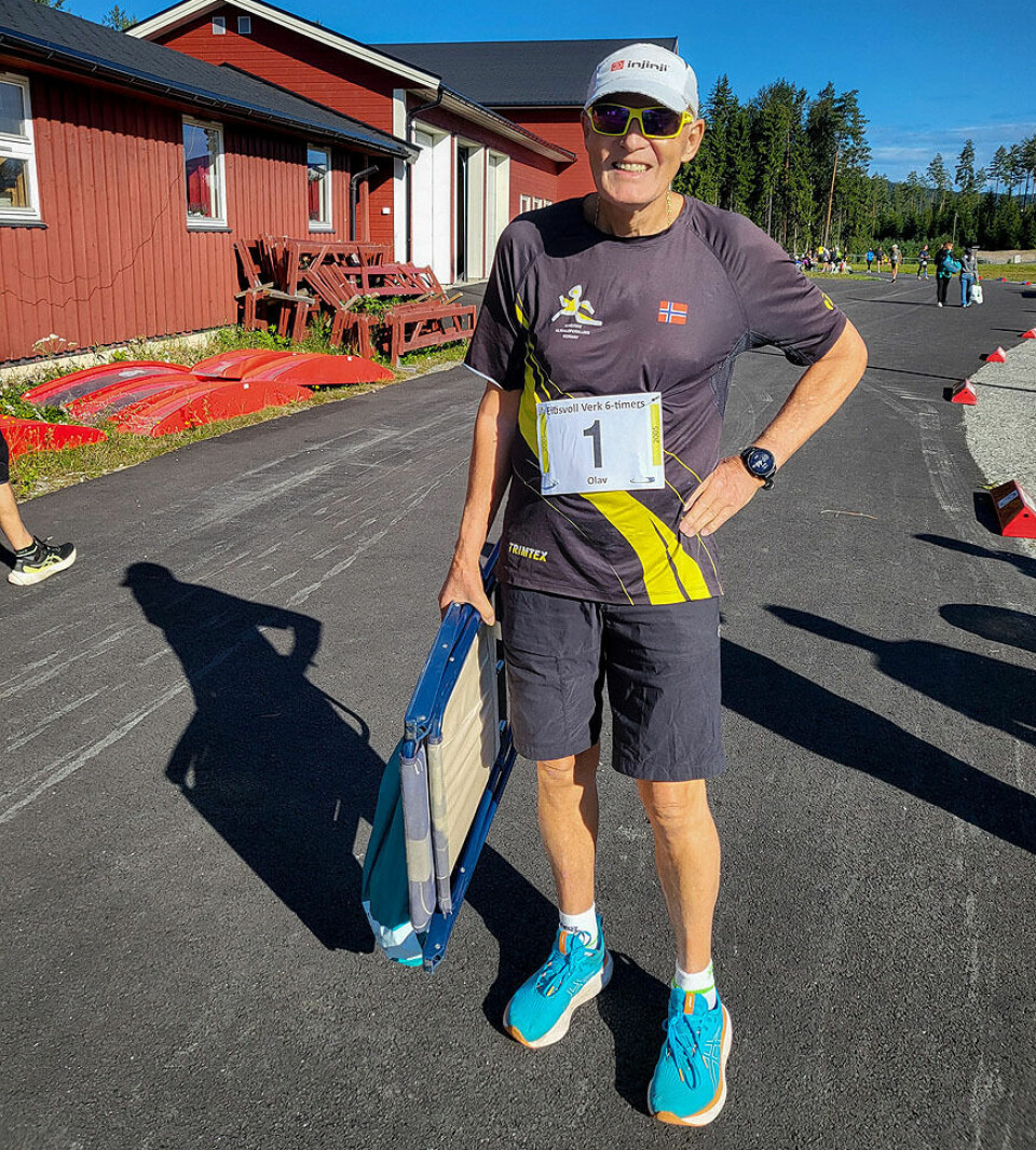 Entusiasten og ultraløpsnestoren Olav Engen har fått startnummer 1 under Eidsvoll Verk 6-timers 2025. (Foto: Marianne Røhme)