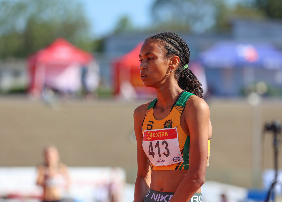 Venus Abraham Teffera hadde nok 3000 meteren i tankene halvannen time senere rett etter målgang til 7. plass på 800 m. (Foto: Arne Dag Myking)