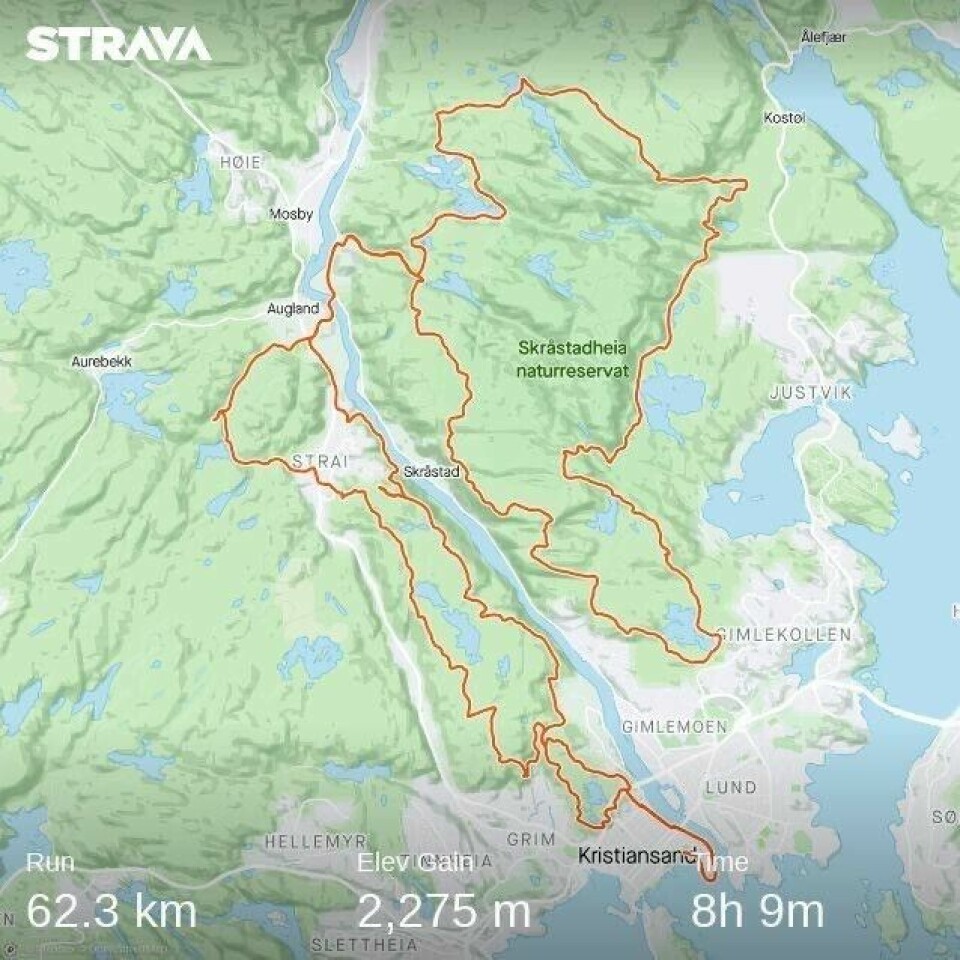 42 løpere med 75 resultater i Kondis virtuelle maraton- og ultraløp Vegard_Knudsen_kart_gps.jpg