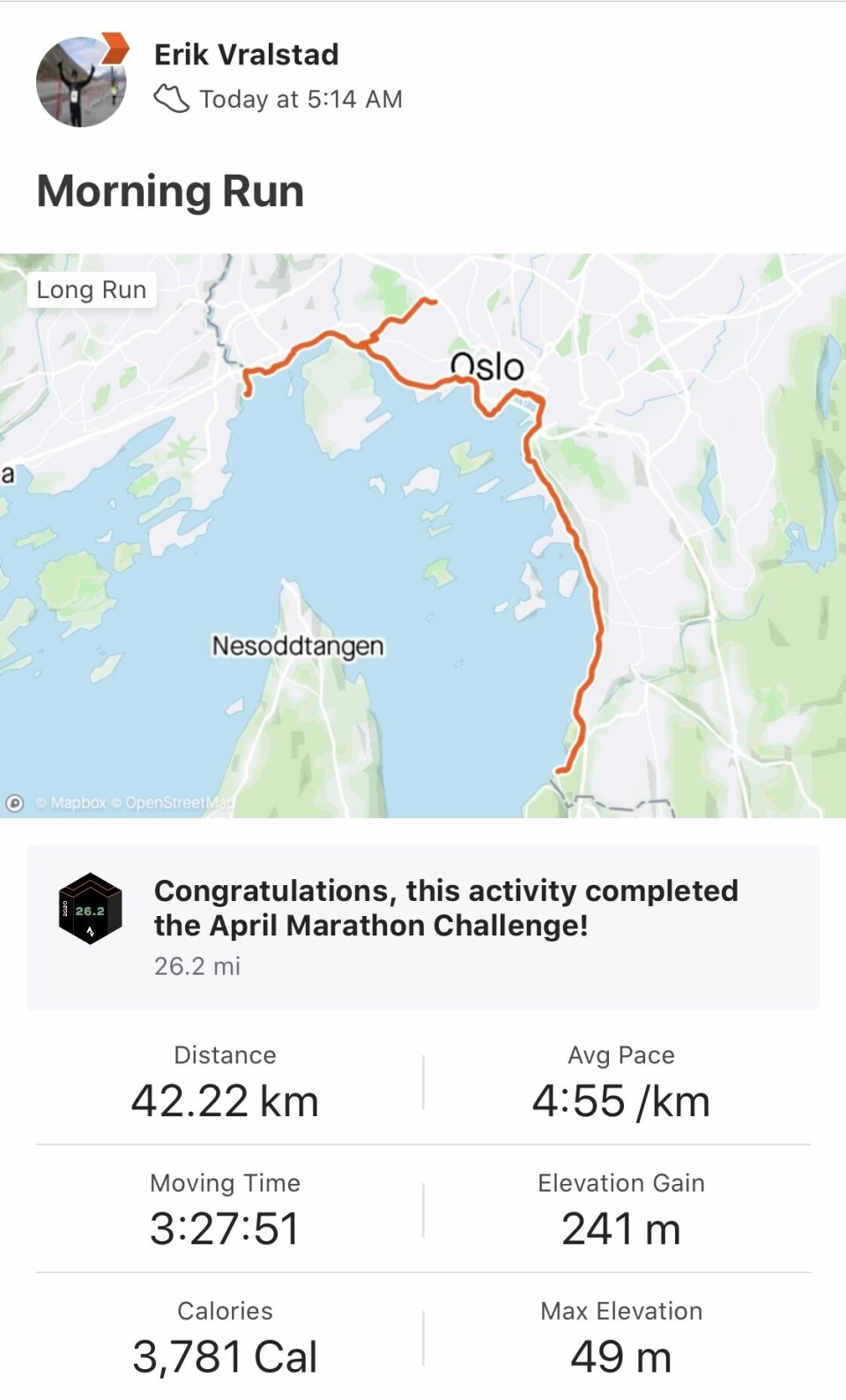 42 løpere med 75 resultater i Kondis virtuelle maraton- og ultraløp Erik_Vralstad_STrava.jpg